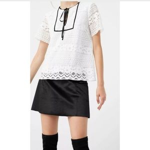 Mango tie front lace top